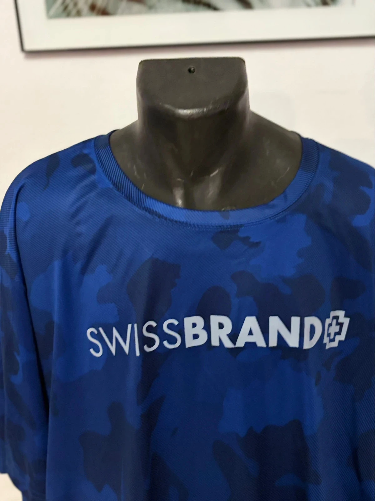 Blue camouflage technical t-shirt 100% polyester short sleeves men's XXL new with tag – photo 3